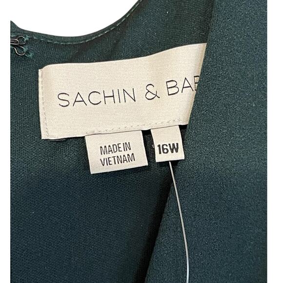Sachin + Babi Emerald Green Stretch Crepe Sleeveless Loretta Gown Size 16W NWT - Picture 8 of 11